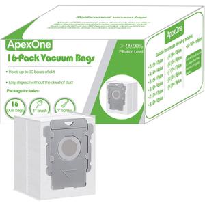 ApexOne 16 Packs Vacuum Bags for iRobot Roomba Clean Base i7, i7+, i8, i8+, i3, i3+, i4, i4+, i5, i5+ i6, i6+, j5, j5+, j6, j6+, j7, j7+, j8, j8+, s9, s9+, j9, j9+ Auto-empty Dirt Disposal Cleaners