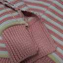 Panadila Womens Striped Oversized Sweater Fall Chunky Long Sleeve Pullover Sweaters Cable Knit Color Block Sweater Tops (X-Small, Pink White Combo)