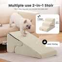 Gardner Pet Dog Stairs for Small Dogs 16.5" H, 2 in 1 Transformable 3-Step Pet Stairs and Dog Ramp for Couch (13-20 in), Beige Adjustable Pet Steps with Non-Slip Waterproof Cover and CertiPUR-US Foam