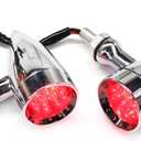 Red CNC Motorcycle Bullet LED Turn Signal Lights Blinker Indicator Front Rear Tail Light Compatible with Harley Honda Yamaha Suzuki, Red lights-Chrome