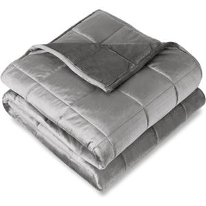 Bare Home Weighted Blanket Twin or Full Size 7lb (40" x 60") for Adults - Minky Fleece - Premium Heavy Blanket Nontoxic Glass Beads (Light Grey, 40"x60")
