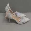 Wedding Shoes for Bride Block Low High Heels Point Toe Closed Toe Wedding Heels Bridal Shoes Ankle Strap Heels Lace Elegant Leather 38