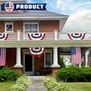 5Pack American Pleated Fan Flag 1.5x3 Ft USA Patriotic Bunting 4th of July Bunting Flags Decor Outside Porch Garden Banner Embroidered Stars & Sewn Stripes Canvas Header Brass Grommets