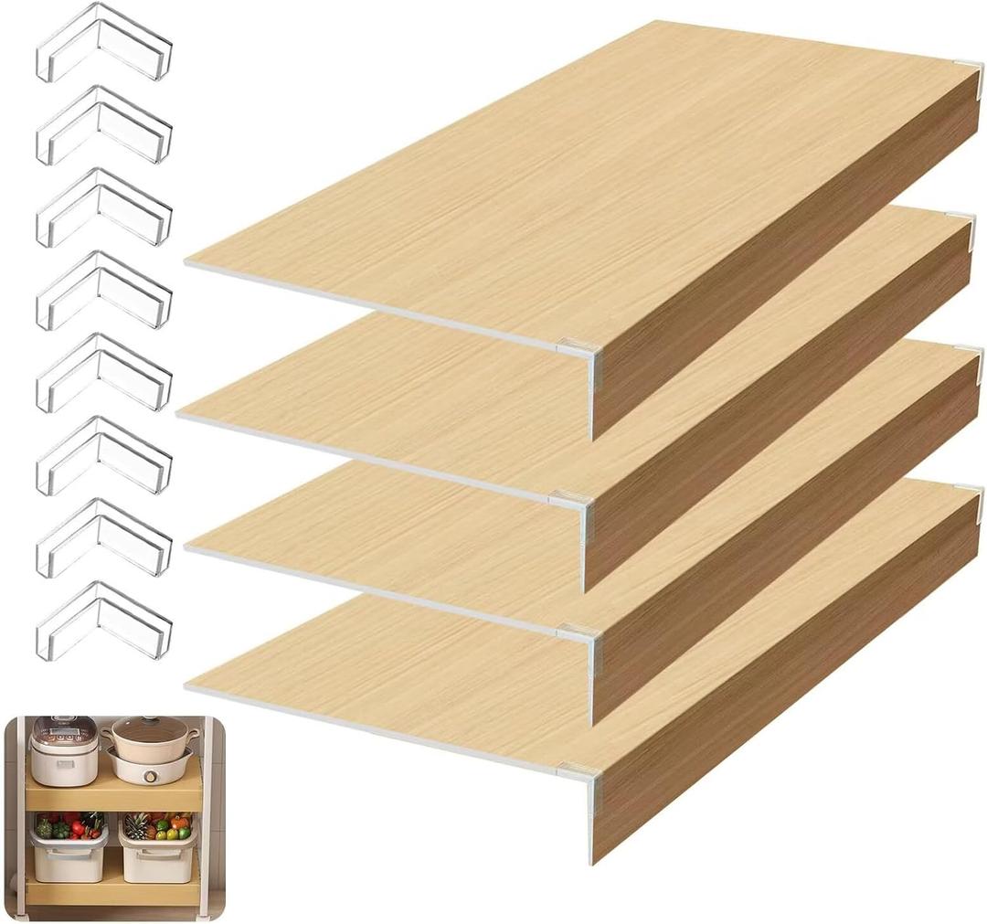 Wire Rack Covers with Faux Wood Design, Thickened PVC Removable Shelf Liners, Easy to Clean for Kitchen Cabinets Closets, 1692in, 0.3in Thick