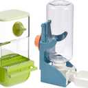 Automatic Bird Feeder for Cage, No Mess Automatic Bird Feeder Water Dispenser Set Acrylic Parrot Food Container Drinker Cage Accessories for Parakeet Canary Finch Cockatiel Lovebirds (1, Green + Blue)