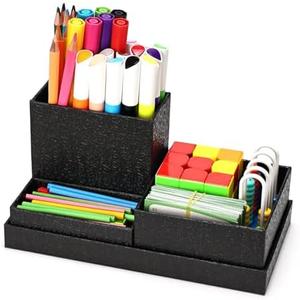 xiepipipaper Desk Organizer,Office Desk Accessories,Paperboard Desktop Organizer with Pen Pencil Holder and Sticky Note Tray,Paperclip Storage, Black xiepipipaper Desk Organizer,Office Desk Accessories,Paperboard Desktop Organizer with Pen Pencil Holder and Sticky Note Tray,Paperclip Storage, Black