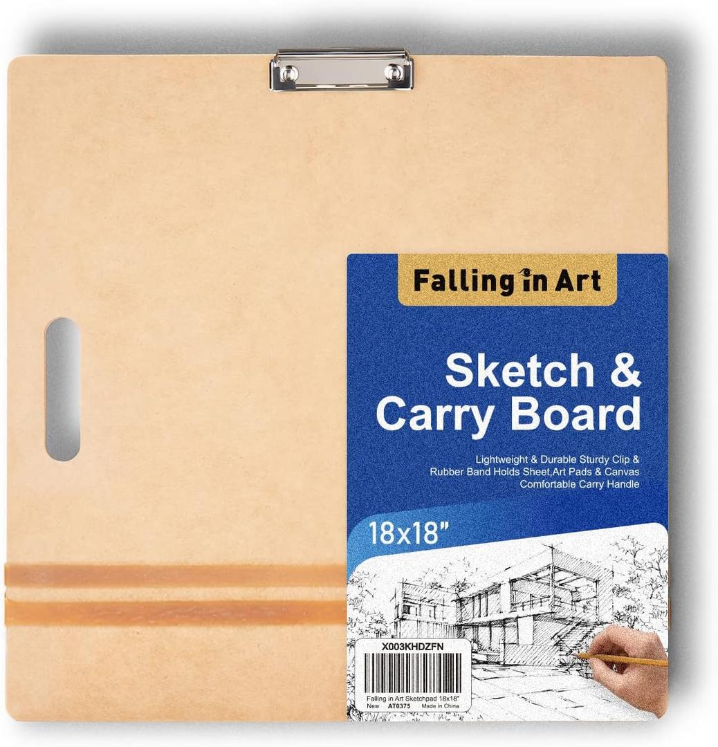 Falling in Art 18x18 Sketch Board with Sturdy Clip &Rubber Bands