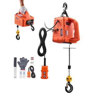 VEVOR 3-in-1 Electric Hoist Winch, 1550 lbs Capacity, 1500W Portable Power Winch Crane, 25 ft Lifting Height, 16.4 ft/min with Manual, Wired and Wireless Remote Control for Factory, Warehouss, Garage