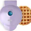 DASH Mini Waffle Maker - 4" Snack-Sized, Dual Nonstick, Compact, Purple, PFOA & PFAS Free