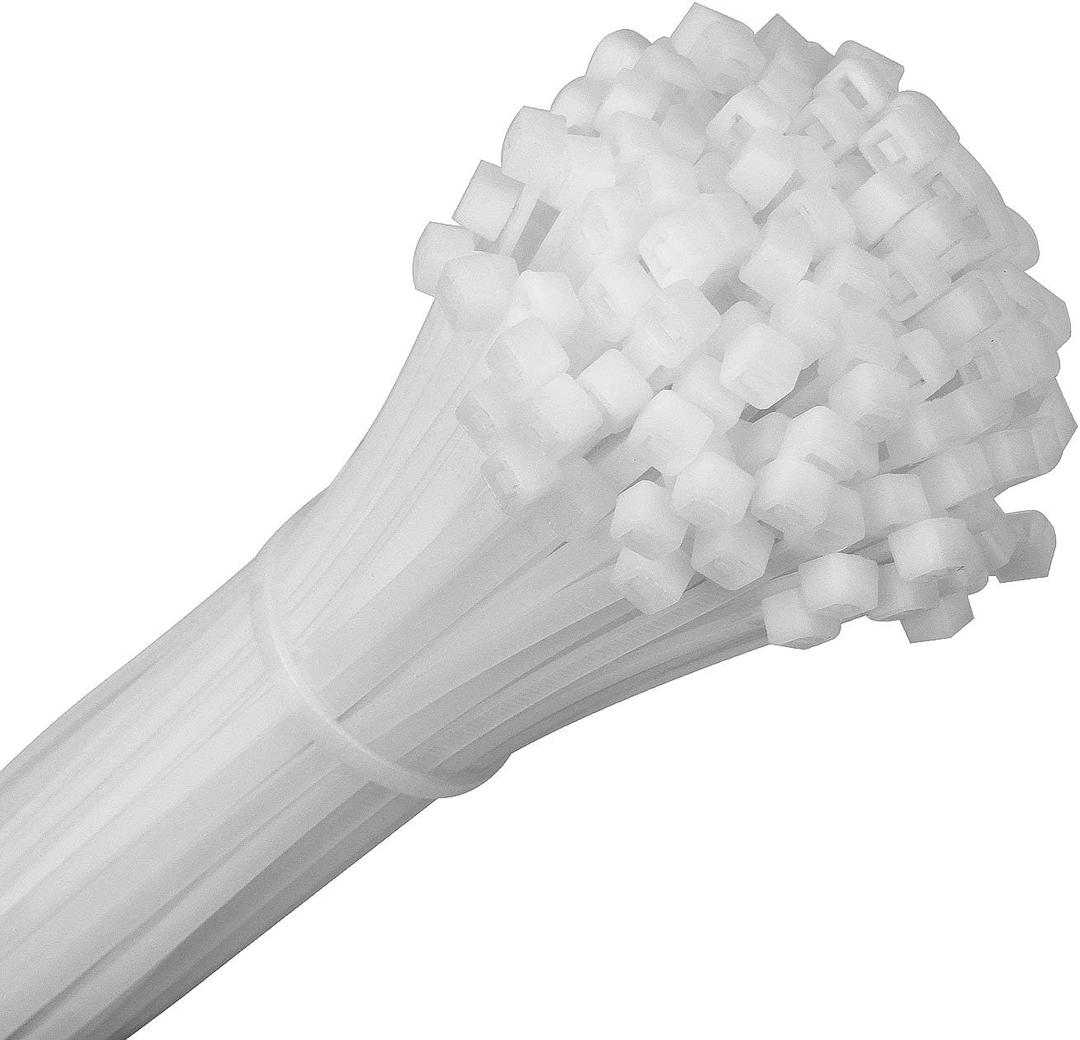 White Zip Ties 12 Inch 200 Pack Clear Tensile