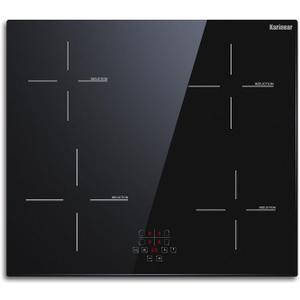 Karinear 24 Inch Induction Cooktop 4 Burner Electric Cooktop, Drop-in Induction Burner with Timer and Child Lock, Pause Function, Vitro Ceramic Glass, 220-240V, 6400W, Hard Wired(No Plug)