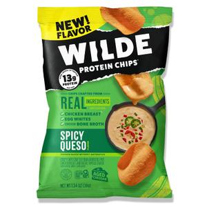 WILDE Protein Chips Spicy Queso, Thin and Crispy High Protein Snacks, Keto Friendly, Low Carb Chips, Real Ingredients, 1.34oz (Pack of 8)(BB: April 29, 2026)