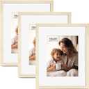 16x20 Picture Frame with Mat for 11x14 Set of 3, Natural Wood Grain 16x20 Frames for Horizontal & Vertical Wall Mounting (3 Pack,Natural)