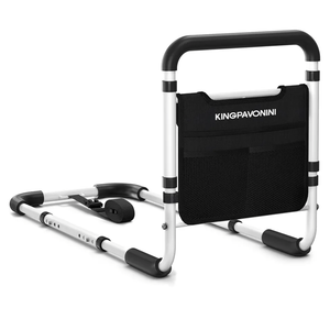 Bed Rails for Elderly Adults Safety - 2026 Upgrade - ASTM Compliant, Adjustable Bed Cane with Non-Slip Ergonomic Handle & Storage Pocket, Bed Railings for Seniors Load 400 LBS, Tool-Free Assembly