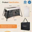 Travel Bassinet, Portable Pack and Play, Foldable Playard, Beige