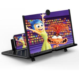 20" Screen Magnifier for Mobile Phone,3D HD Cell Phone Magnifying Projector Screen Enlarger for Movies, Videos, and Gaming,Foldable Phone Stand with Screen Amplifier,Supports All Smartphones (Black)
