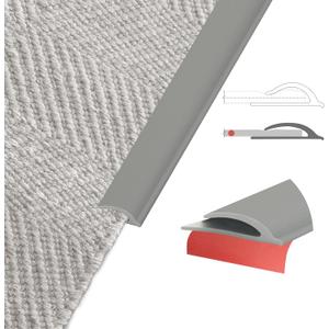 Flexible Carpet Edge Trim – Self-Adhesive Waterproof Cuttable Safety Edging for Thick Rugs & Mats, Peel & Stick Floor Transition Strip, (Fits High-Traffic Area Thin Carpets Up to 8mm,Deep Grey-6.6Ft)