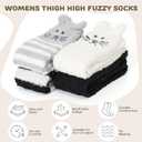 Geyoga 4 Pairs Knee High Fuzzy Socks for Girls Soft Warm Plush Soft Long Cozy Winter Socks for Christmas Winter Gifts
