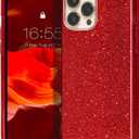 2 x MATEPROX Compatible with iPhone 13 Pro Max Case Bling Sparkle Cute Girls Women Protective Christmas Cases Cover for iPhone 13 Pro Max 6.7" 2021(Red)
