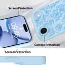 MZELQ for iPhone Air Case 2025, Silicone Floral Flower Rose Cute Pattern, Camera Protection Soft Slim Phone Cover for Girls Women -Blue