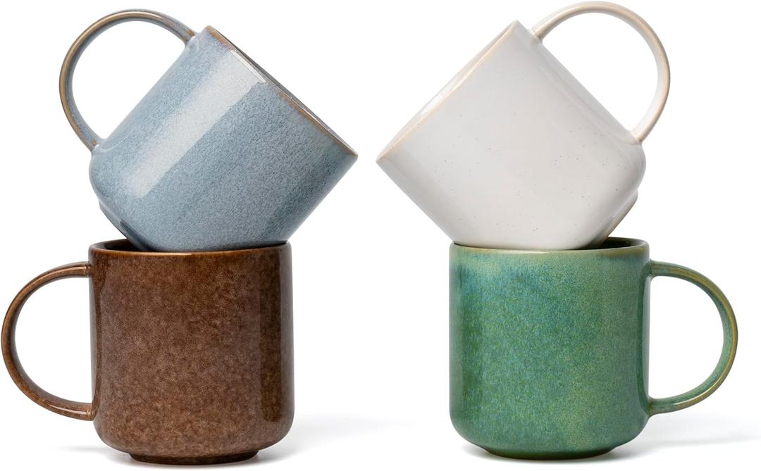 Ol Ceramic Mug Set of 4-15oz Cute Coffee Mugs for Hot Chocolate, Espresso, and Tea, Nordic Style, Dishwasher and Microwave Safe, Gift for Coffee Lovers