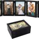 Biggun 4x6in 5 Folding Accordion Picture Frame - Foldable Hinged Collage Photo Frames for Tabletop Display Multiple Family Pictures Birthday Father's Day Gifts (Black)