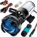 WASSERMANN Macerator Waste Pump 12V RV Portable Pump for Sewage, 12.0A 12GPM Suction 3.2 feet Lift 10 feet,RV Waste Macerator Pump with Quick-Release Fittings, Hoses & Clamps