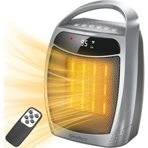 GiveBest Digital Space Heater, 1500W Portable Electric Heater for Indoor Use, Remote, 4 Mode, Timer, ECO Mode,PTC Ceramic Fast Safety Heat for Bedroom Office Home