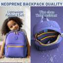 Toddler Neoprene Backpack 13in with 2 zipper pouch AirTag holder for kids | Preschool backpack boys Toddler travel backpack | Daycare backpack boy and girl | Small diaper bag backpack with pouches