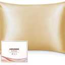 Adubor 100% Silk Pillowcase - Mulberry Silk Pillow Cases, 22 Momme 6A Grade Fibers, Silk Pillow Case for Hair and Skin Health, with Hidden Zipper (Standard 20''x26'', Gold, 1PC)