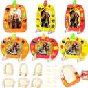 2 x Geelin 6 Pack Thanksgiving DIY Picture Frames Fall Craft Kit Wooden Pumpkin Photo Frame for Thanksgiving Autumn Fall Decor, Home Table Tabletop Display DIY Classroom Home Activities Art Decoration