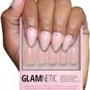 Glamnetic Press On Nails - Wifey | Short Almond Fake Nails, Nude with 3D Nail Art and Glossy Finish, Reusable Wedding Nails | 15 Sizes - 30 Nail Kit with Glue