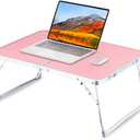 Foldable Laptop Desk, SUVANE Breakfast Serving Bed Tray, Portable Mini Picnic Table Storage Space Lap Desk Reading Holder(Pink)
