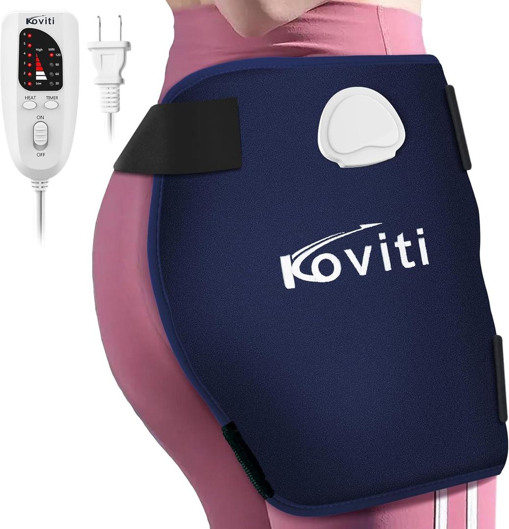 Koviti Hip Heating Pad for Sciatica Pain Relief - FSA HSA Eligible Heated Hip Brace Electric Heat Pad for Lower Back Thigh Buttock Birthday Gifts Hot Physical Therapy for Women Men Mom (Large-Blue)