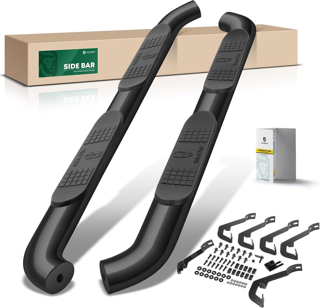 YHTAUTO 4 Inch Running Boards Side Steps Fit Chevy Silverado & GMC Sierra 1500 LD/2500 HD/3500 HD 1999-2019, Extended/Double Cab (Excluding C/K Classic), Truck Cab Side Bars