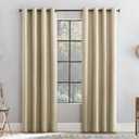 Archaeo Textured Linen Blend Grommet Top Curtain, 50" x 84", Stone