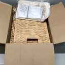 LGENHOOM Mini Handwoven Laundry Basket with Lid, Natural Water Hyacinth Storage Basket with Handle, Removable Cotton Liner, Durable and Stylish for Bedroom, Bathroom, Laundry Room
