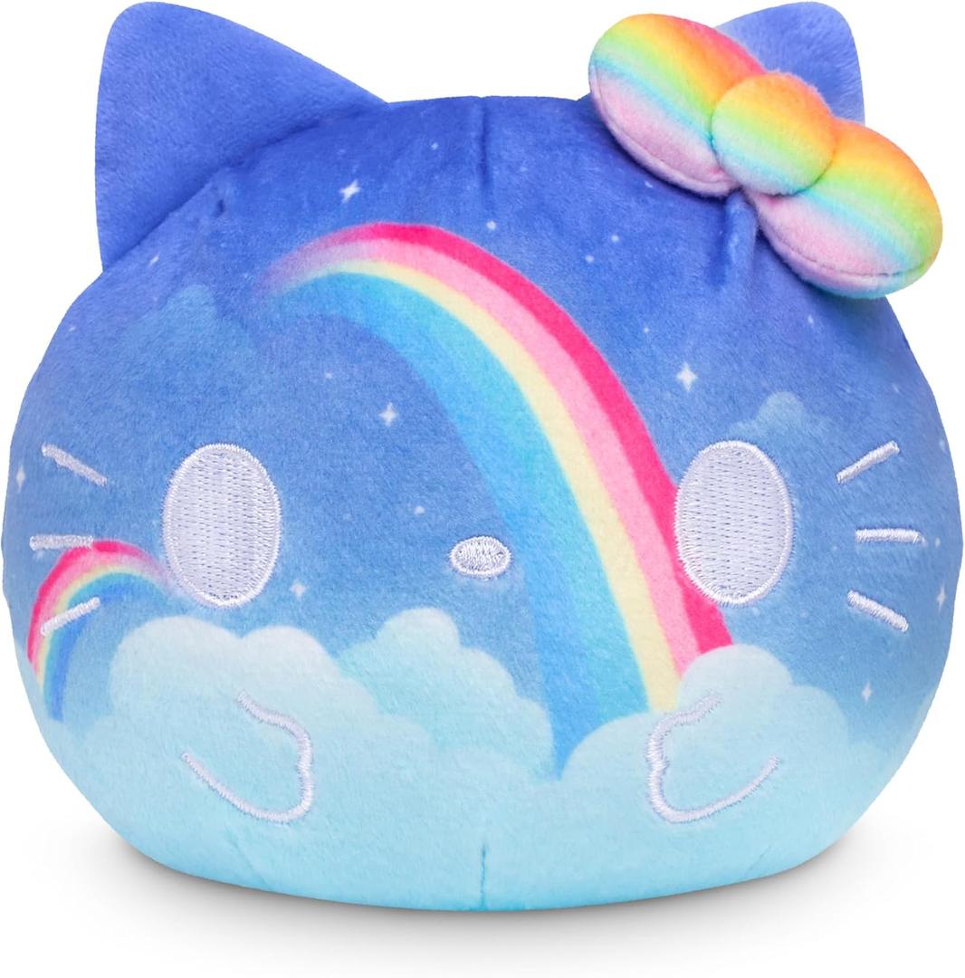 TeeTurtle Reversible Sanrio Hello Kitty 4-Inch Rainbow Two-Sided Flip Plush Toy with Embroidered Details - Cute Mini Collectible Plush for Kids, Teens, and Adults