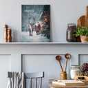 PHAMTE Merry Christmas Santa Reindeer Wall Art Decor Canvas 11x14, Winter Snowy Xmas Pictures Decorations, Cozy Rustic Farmhouse Holiday Framed Prints Artwork for Home Living Room Bedroom Decor