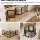Wooden Dog Gate Freestanding Foldable 6 Panel Pet Gates Extra Wide Dog Gates for Indoor Doorways Stairs 24in Height Support Feet Included