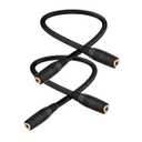 Seadream 2Pack 2.5mm Female to 2.5mm Female Audio Extension Cable 1FT 3 Pole Gold Plated