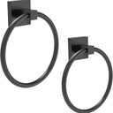 RUACQ Towel Ring-Matte Black Towel Holder Square Base Stainless Steel and Zinc Alloy Modern Wall Mounted (2)