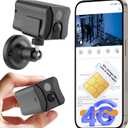4G LTE Cellular Security Camera Indoor, Off Grid Security Camera No WiFi with Long Standby Battery Life, Night Vision, Human Detect, Portable Magnetic SIM Card Cam for Garage, Vacant House, RV, Home