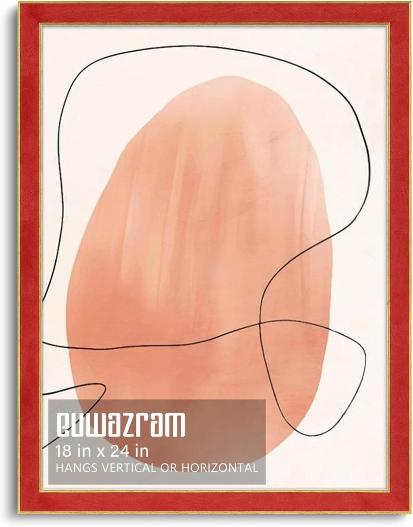 Suede 18x24 Frame - Single Frame, Elegant Red 18 x 24 Poster Frame, 18x24 Picture Frame for Artwork, Puzzles, Photos, and Movie Posters