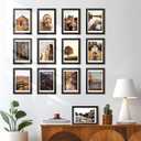HappyHapi 4x6 Picture Frames Set of 10, Tabletop or Wall Display Pictures 3.5x5 with Mat or 4x6 Without, Multi Photo Frames Collage (Black)