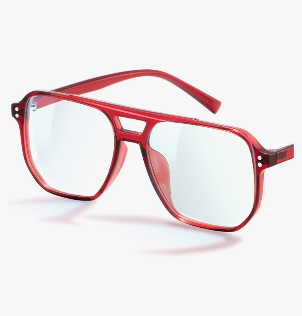 livho Blue Light Blocking Glasses, Fashion Fake Oversized Aviator Vintage Glasses, Retro Pilot Computer Glasses for Women/Men