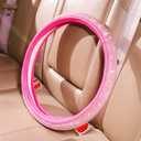 Car Accessories Pink Steering Wheel Cover for Women Rose Red Bling Sparkly Crystal Colorful Rhinestone 15 inch Girly Steering Wheel Protector