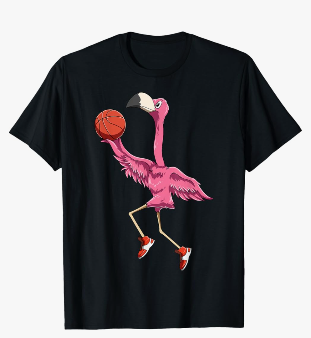 Flamingo Basketball Flamingo Playing Basketball Flamingo TShirt, Size Small, Black 
