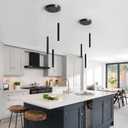 Modern Pendant 3 Light with Adjustable Height - Acrylic Shades & Matte Black Finish Pendant Light, 3000-6000K Dimmable Kitchen Pendant Lighting for Kitchen Island, Dining Room, Bar Counter