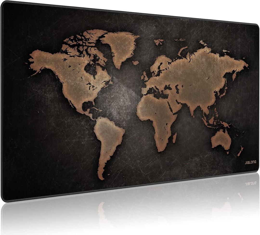 JIALONG Large Gaming Mouse Pad, XXL Desk Mousepad with Stitched Edges, Non-Slip Base Keyboard Pad for Gamer, Office & Home Retro Map (Retro Map)